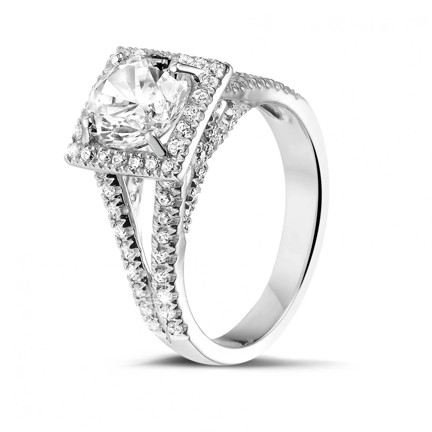 1.50 quilates anillo solitario diamante de oro blanco con diamantes en los lados 