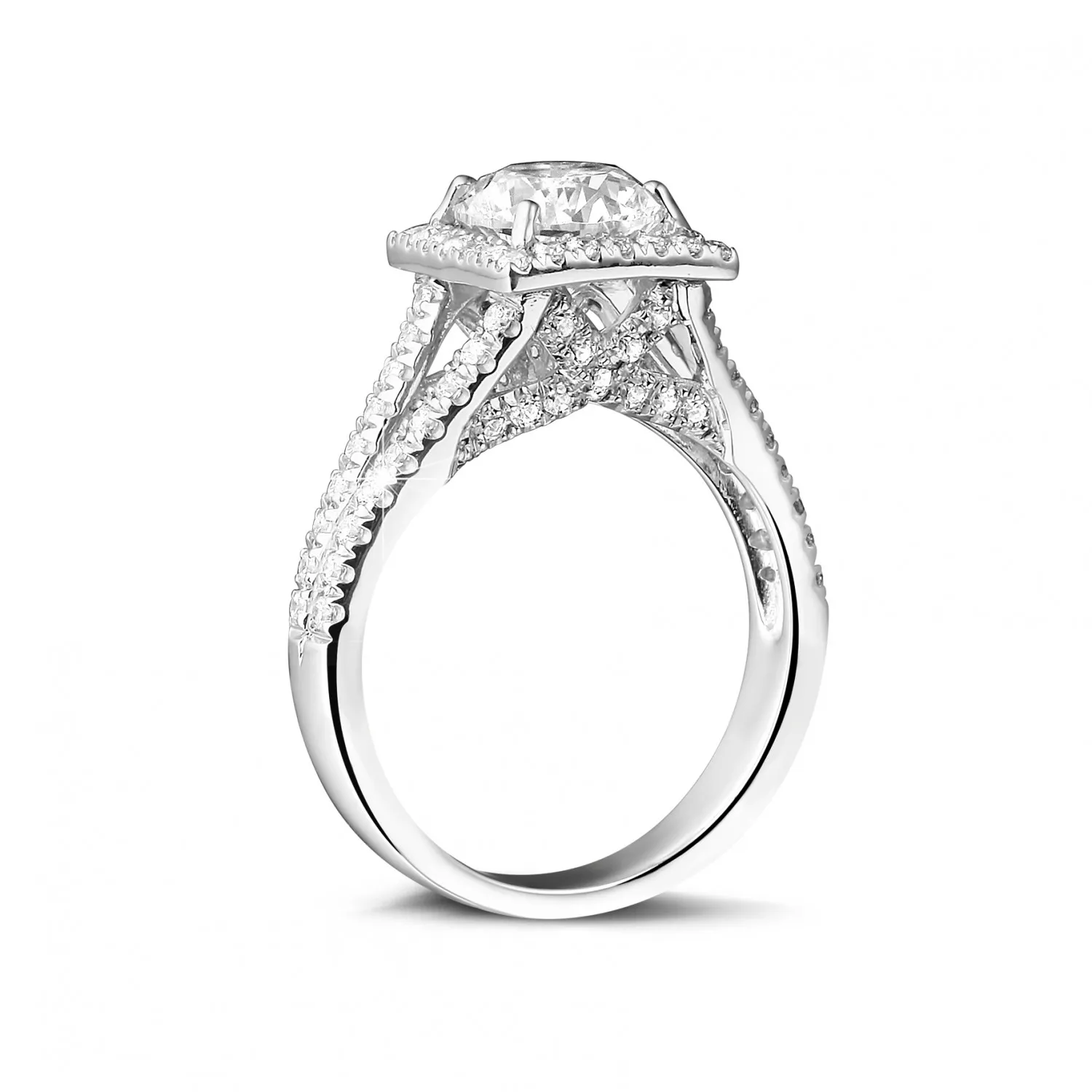 1.50 quilates anillo solitario diamante de oro blanco con diamantes en los lados 