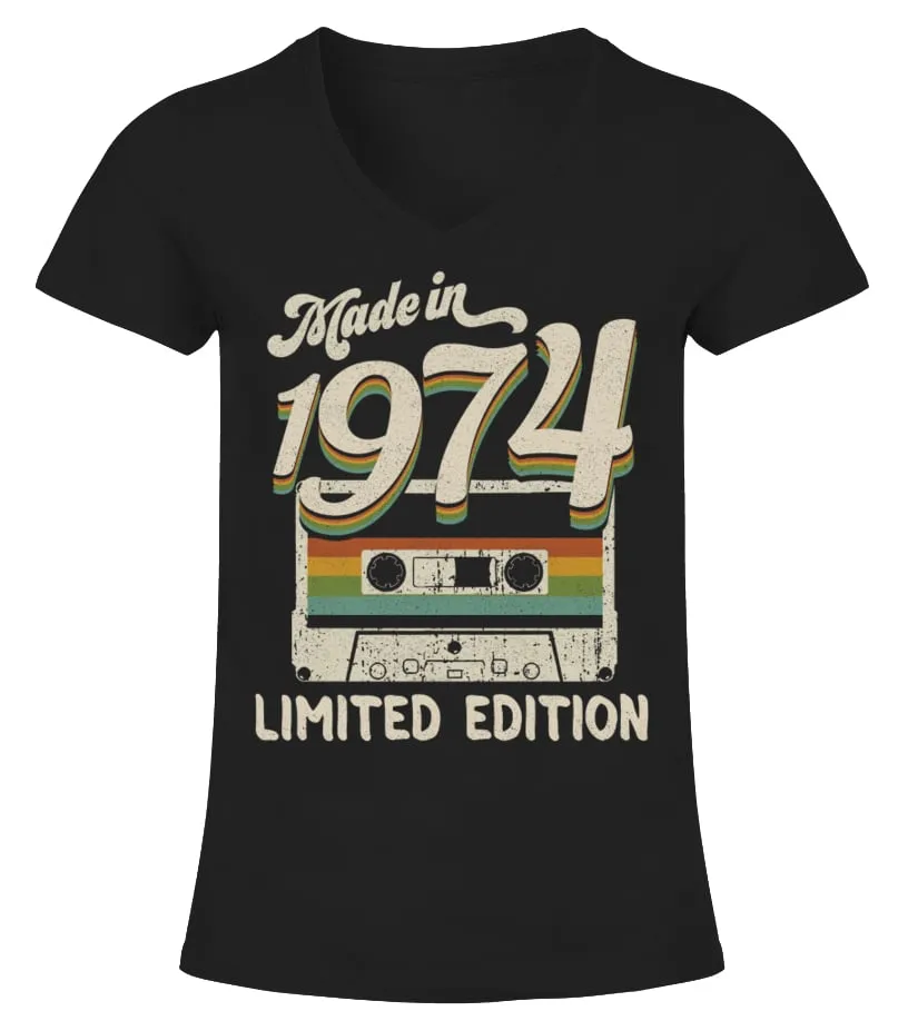 1974 Vintage 08 Camiseta cuello pico Mujer