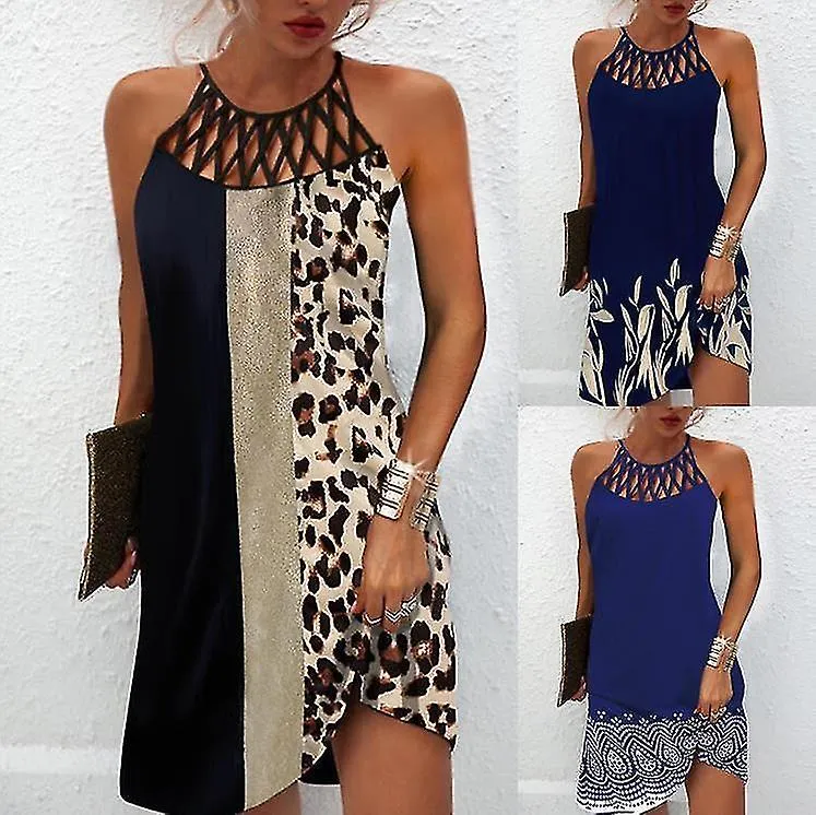 2022 Vestido de cuello de malla para mujeres Sexy Halter Dress