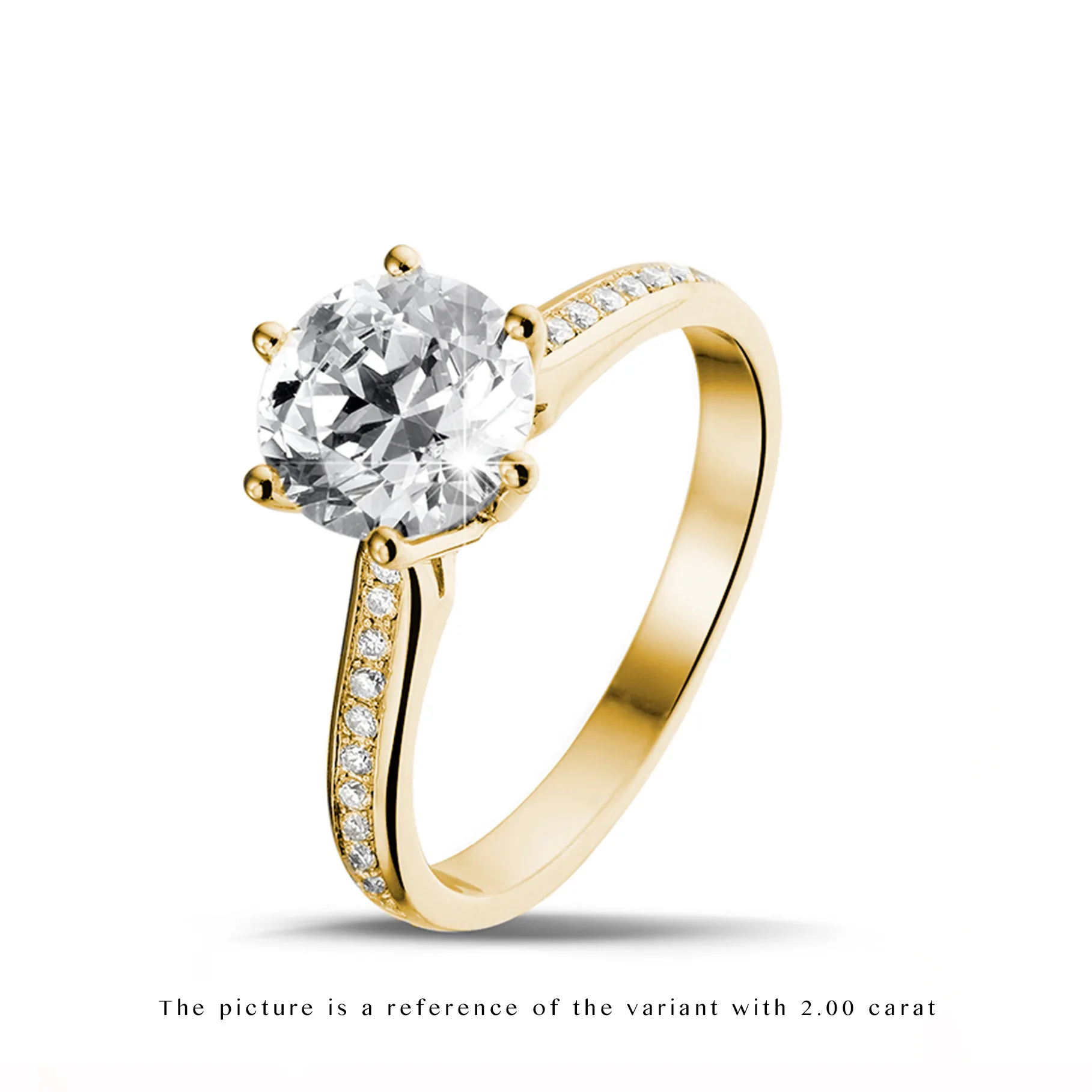 3.00 quilates anillo de oro amarillo de diamantes con diamantes en los lados 