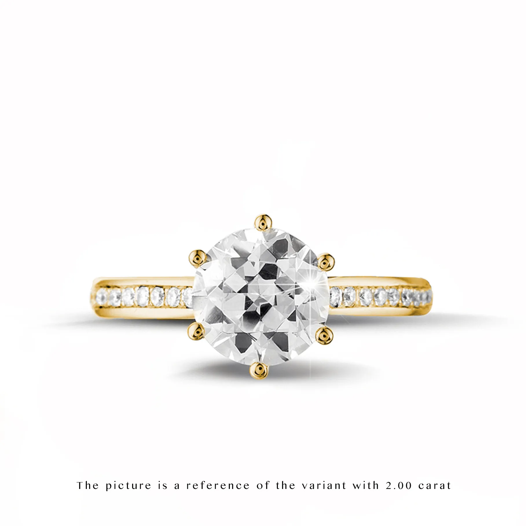 3.00 quilates anillo de oro amarillo de diamantes con diamantes en los lados 