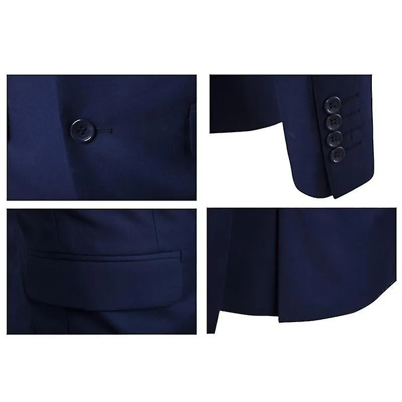 3pcs Traje delgado para hombres Set de un botón Chaqueta sólida Chaleco Pantalones Set de negocios (ruipei)