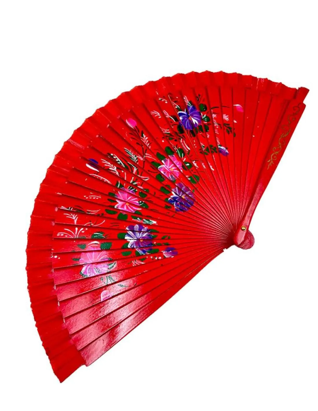 ABANICOS MUJER ROJOS CON FLORES BONITAS A AMBOS LADOS