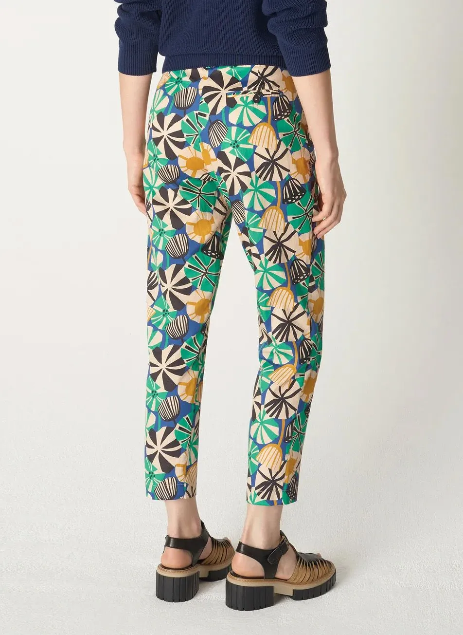 ACOTE Pantalón tobillero con estampado de flores en azul