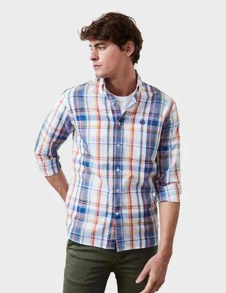 Altonadock Camisa azul a cuadros para hombre