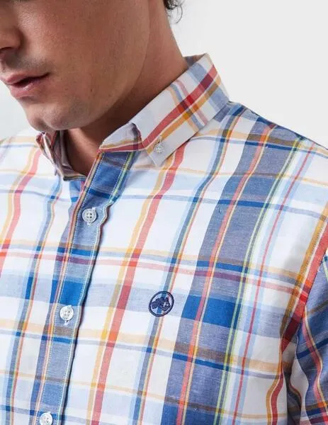 Altonadock Camisa azul a cuadros para hombre