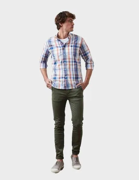 Altonadock Camisa azul a cuadros para hombre