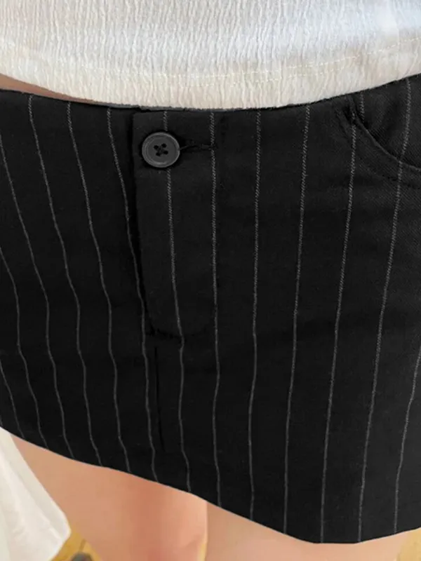 American Retro Hottie Minifaldas versátiles de cintura baja a rayas