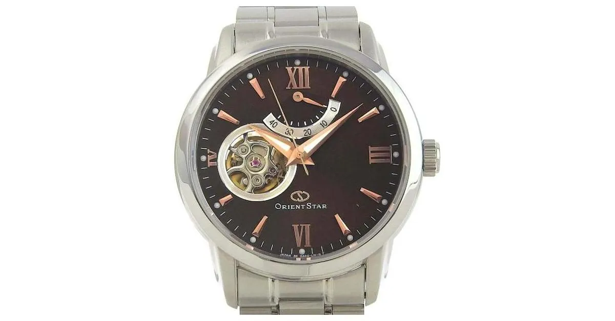 & Other Stories Reloj automático Orient Star para hombre con reserva de marcha, esfera marrón, Acero inoxidable plateado en 