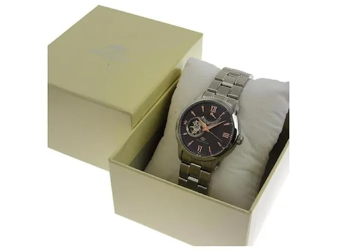 & Other Stories Reloj automático Orient Star para hombre con reserva de marcha, esfera marrón, Acero inoxidable plateado en 