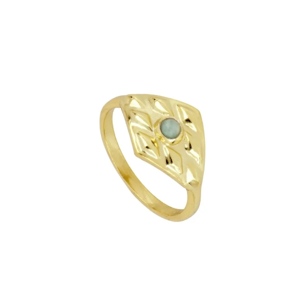 Anillo Ilanit Amazonita Oro