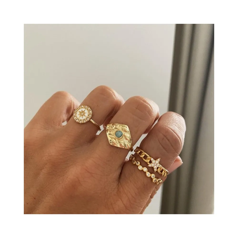 Anillo Ilanit Amazonita Oro