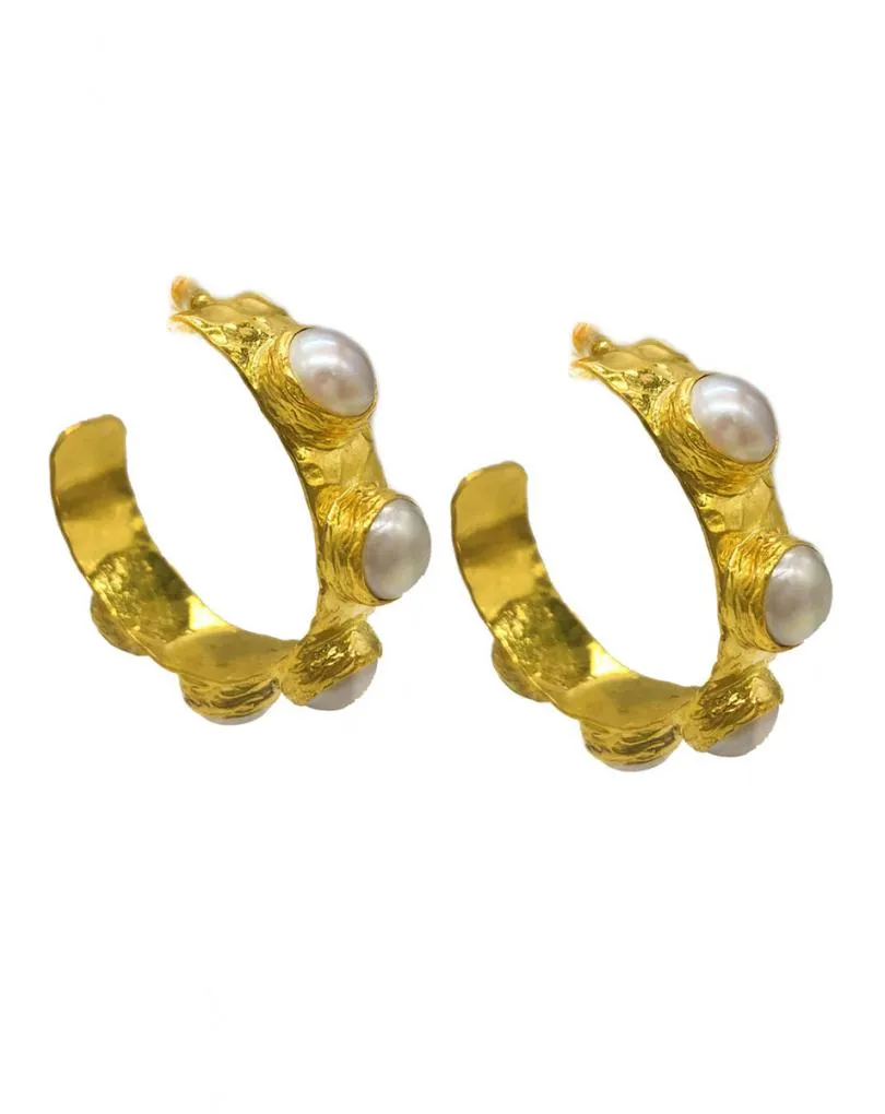AROS DORADOS EN ORO CON PERLAS ALTA BISUTERÍA