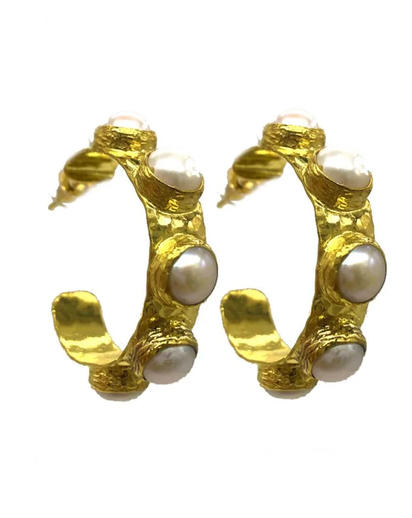 AROS DORADOS EN ORO CON PERLAS ALTA BISUTERÍA
