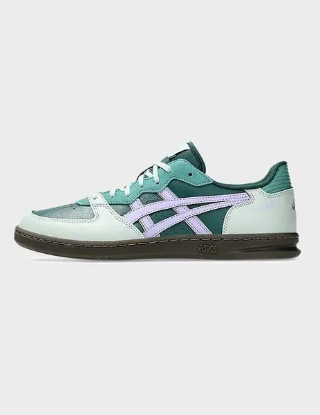 Asics Skyhand Og zapatilla verde con logo en violeta para mujer
