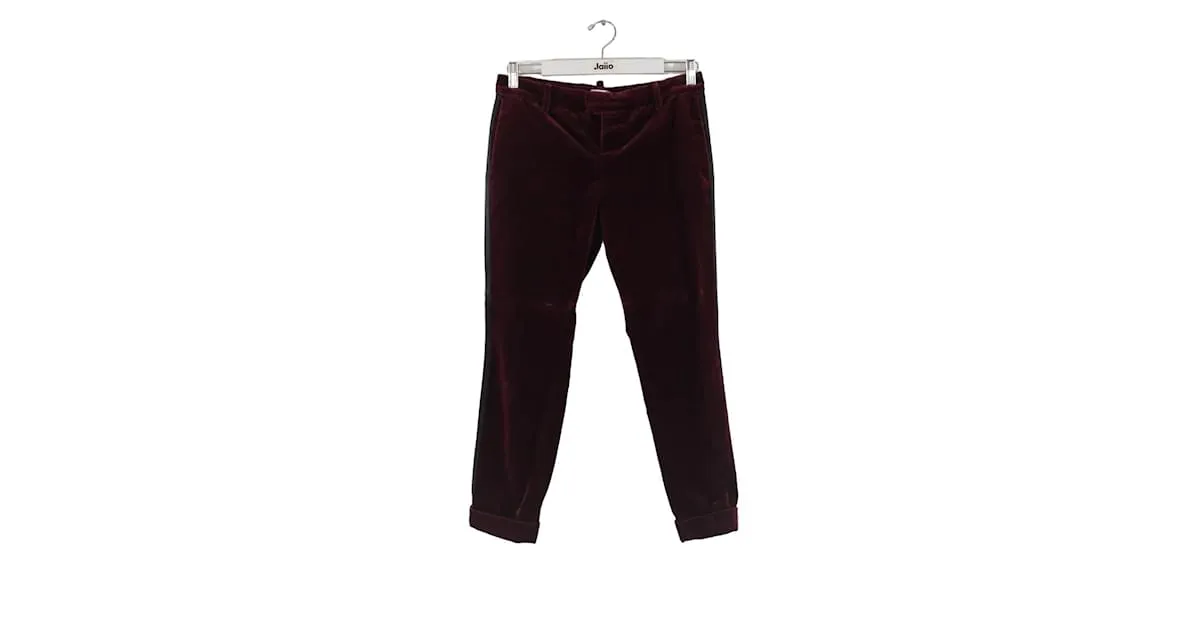 Autre Marque Pantalón zanahoria de algodón Burdeos 