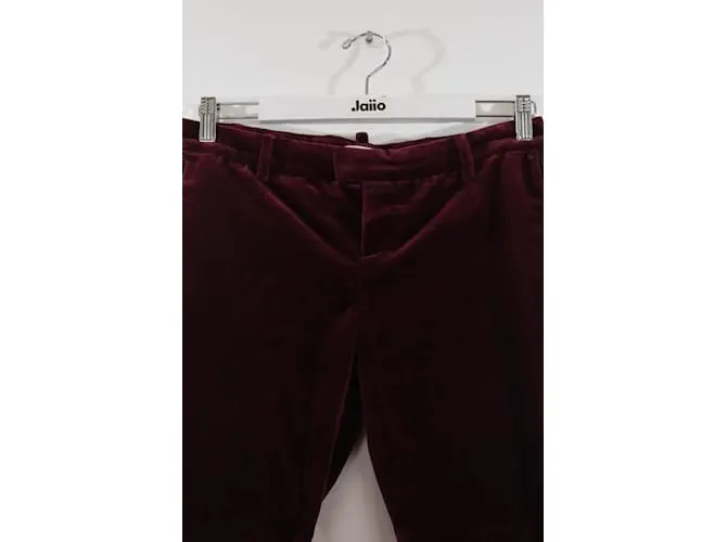 Autre Marque Pantalón zanahoria de algodón Burdeos 