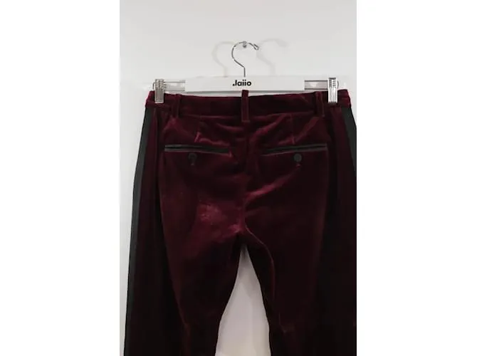 Autre Marque Pantalón zanahoria de algodón Burdeos 