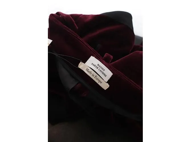 Autre Marque Pantalón zanahoria de algodón Burdeos 