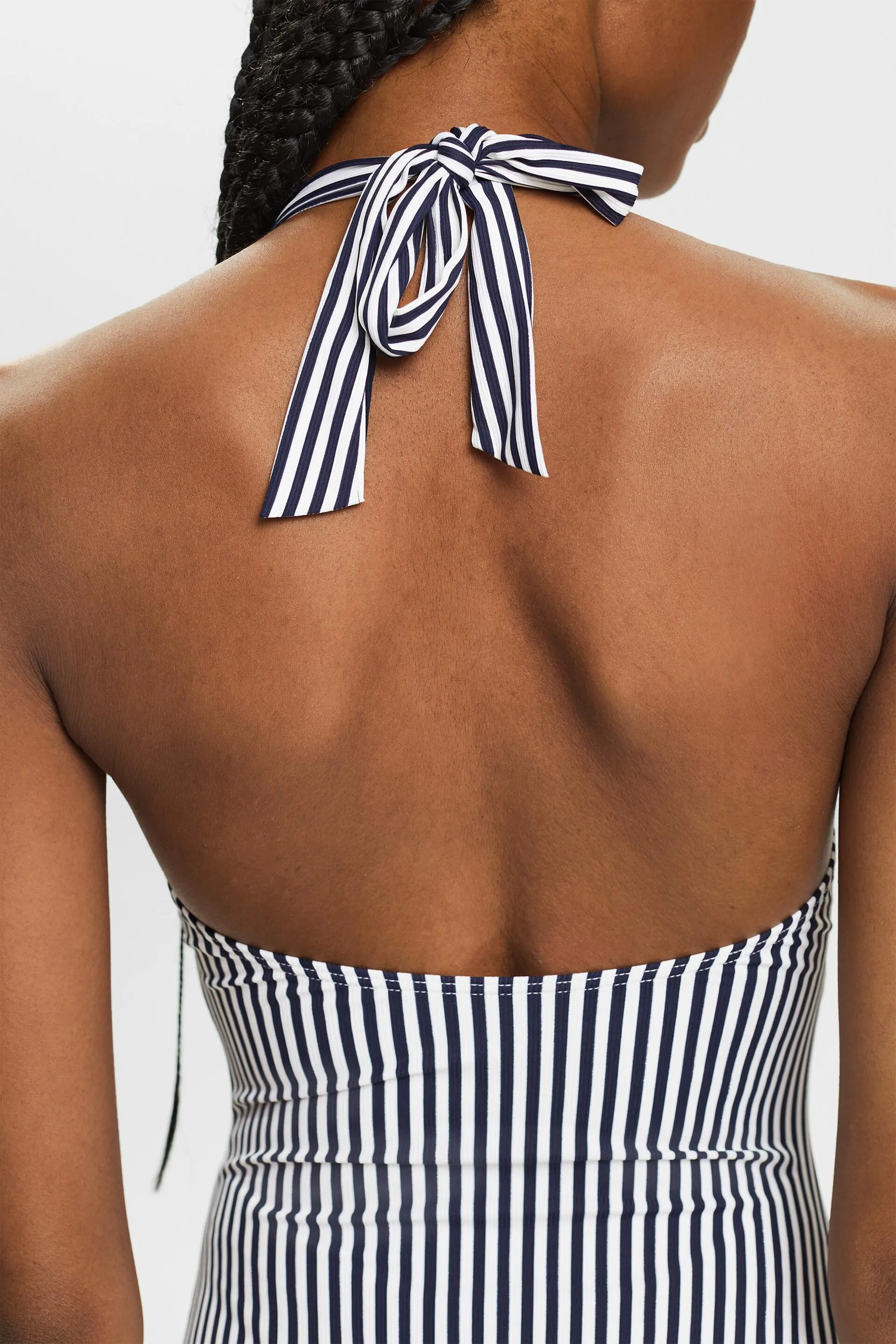 Bañador con cuello halter a rayas
