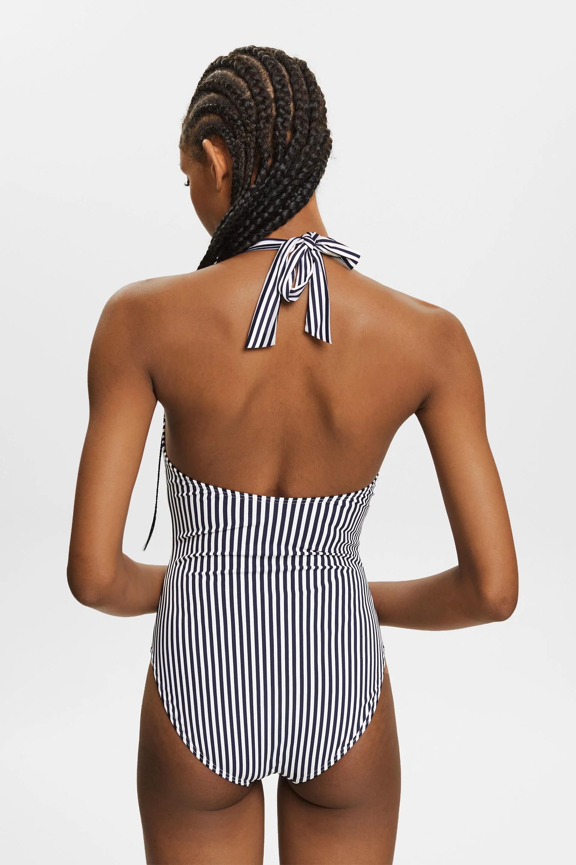 Bañador con cuello halter a rayas