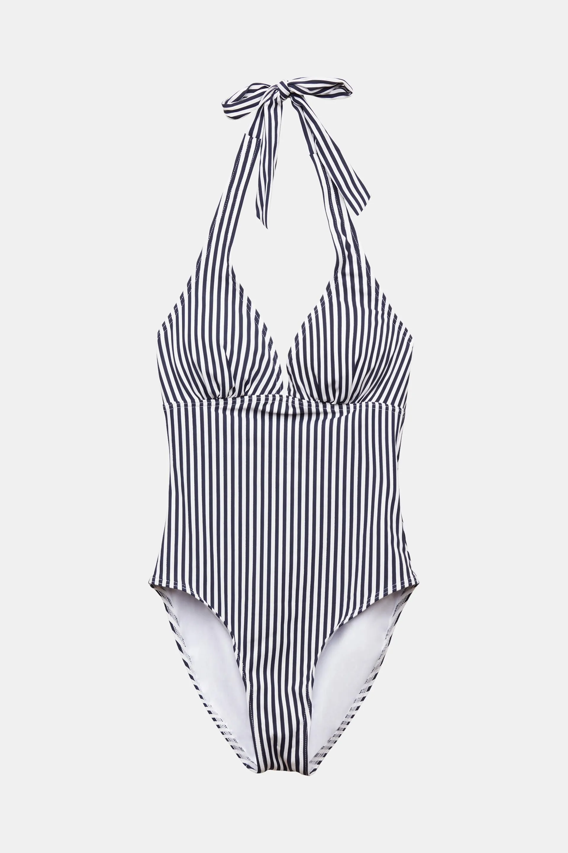 Bañador con cuello halter a rayas