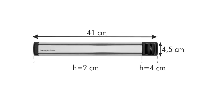Barra magnética para cuchillos president con afilador plástico, acero inoxidable, aluminio anodizado