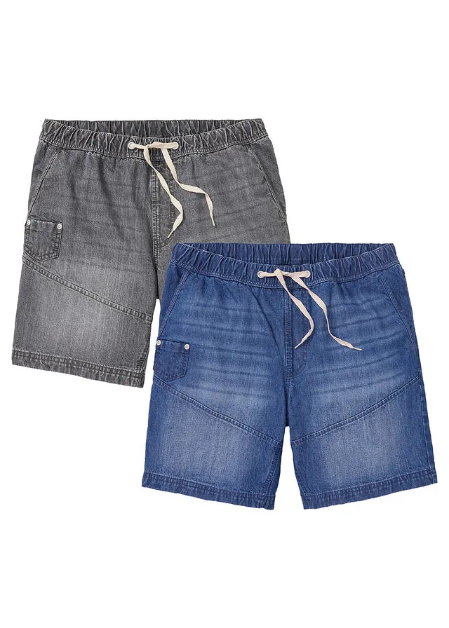 Bermudas con corte regular (2 unidades) Denim + denim gris oscuro
