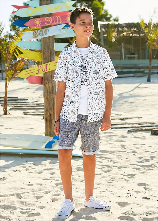 Bermudas con efecto vaquero Negro jaspeado