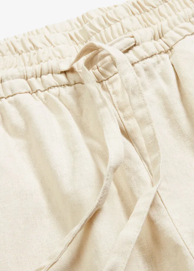 Bermudas con lino gris guijarro