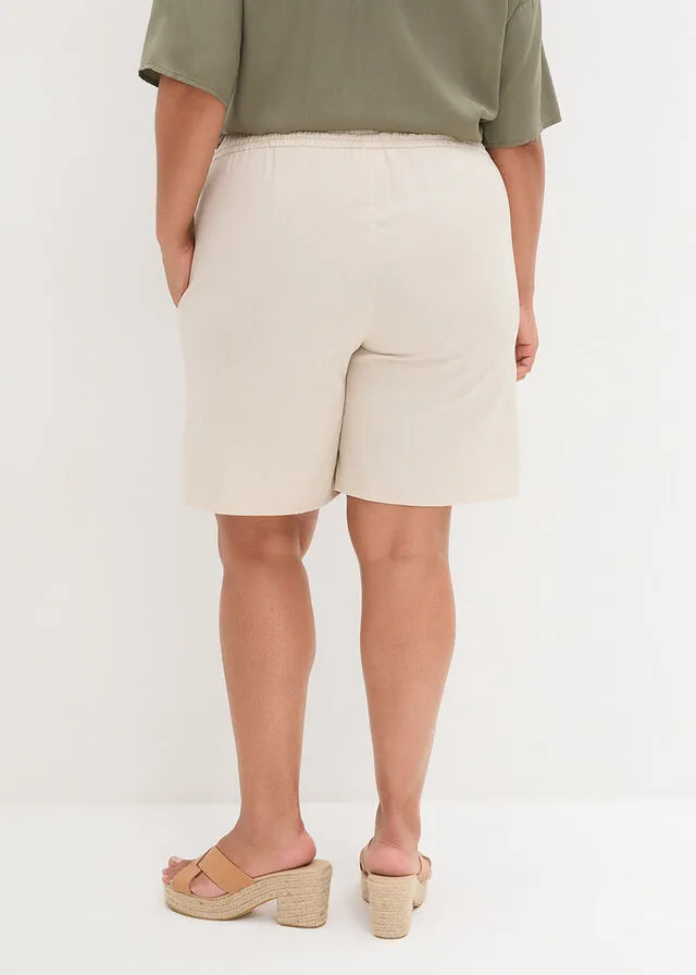 Bermudas con lino gris guijarro