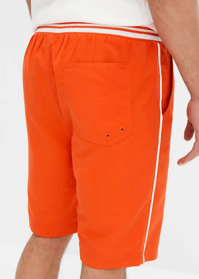 Bermudas de playa de poliéster reciclado con cintura de canalé naranja sanguina