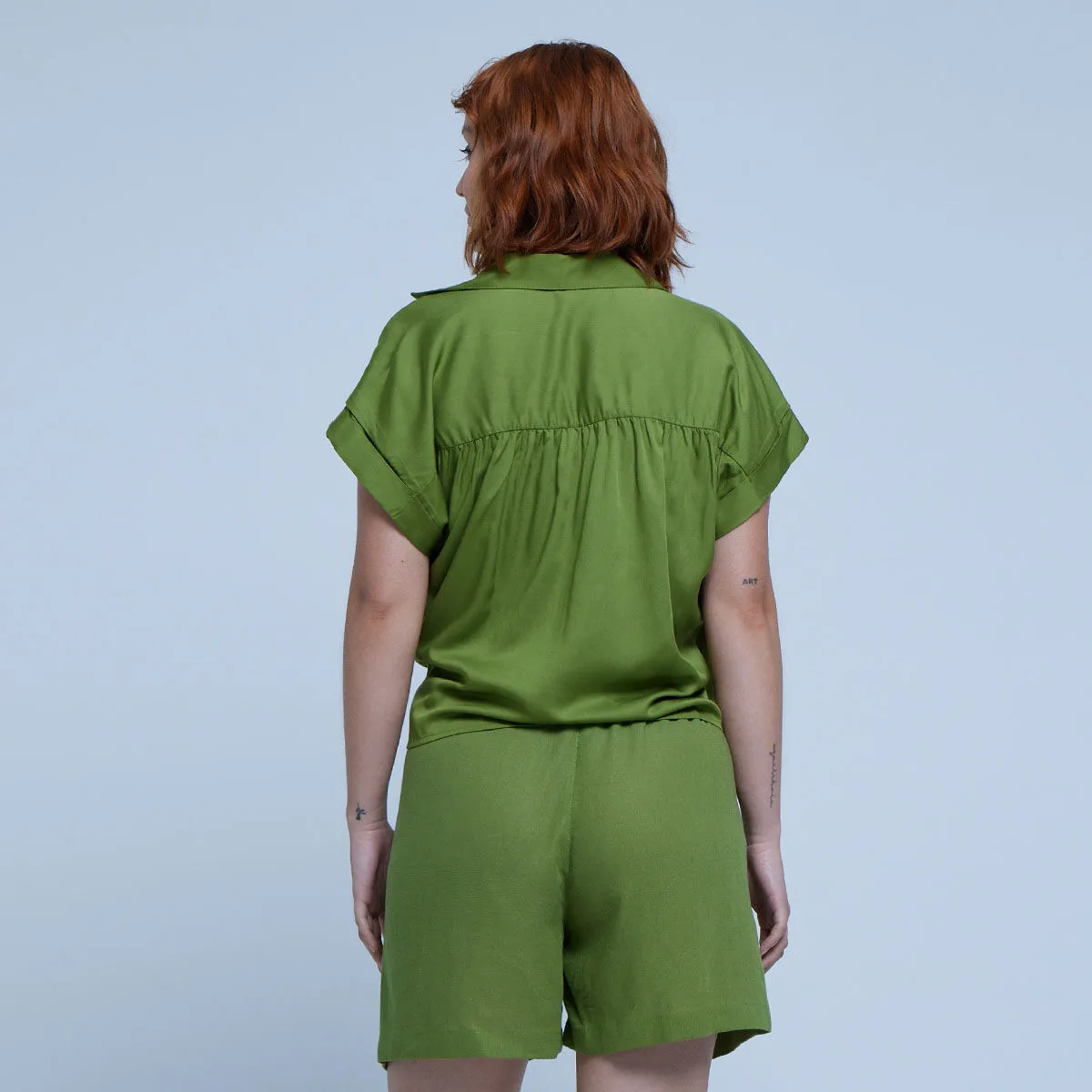 Blusa Manga Corta Con Anudado