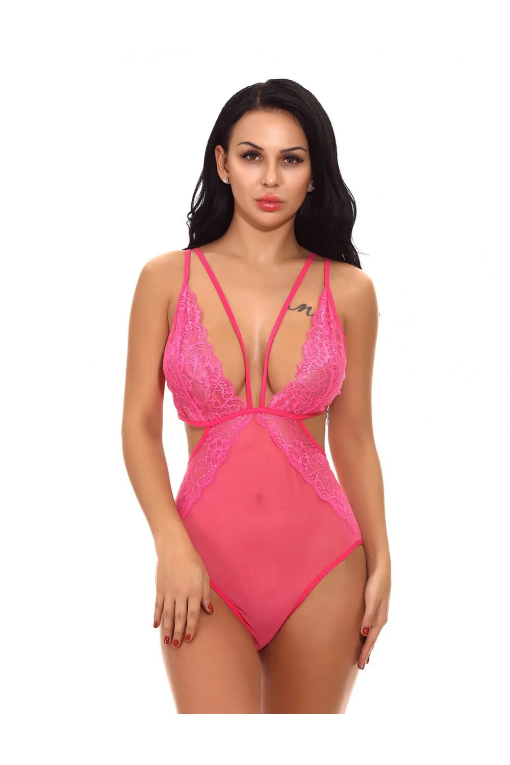 Body rosa con cuello en V