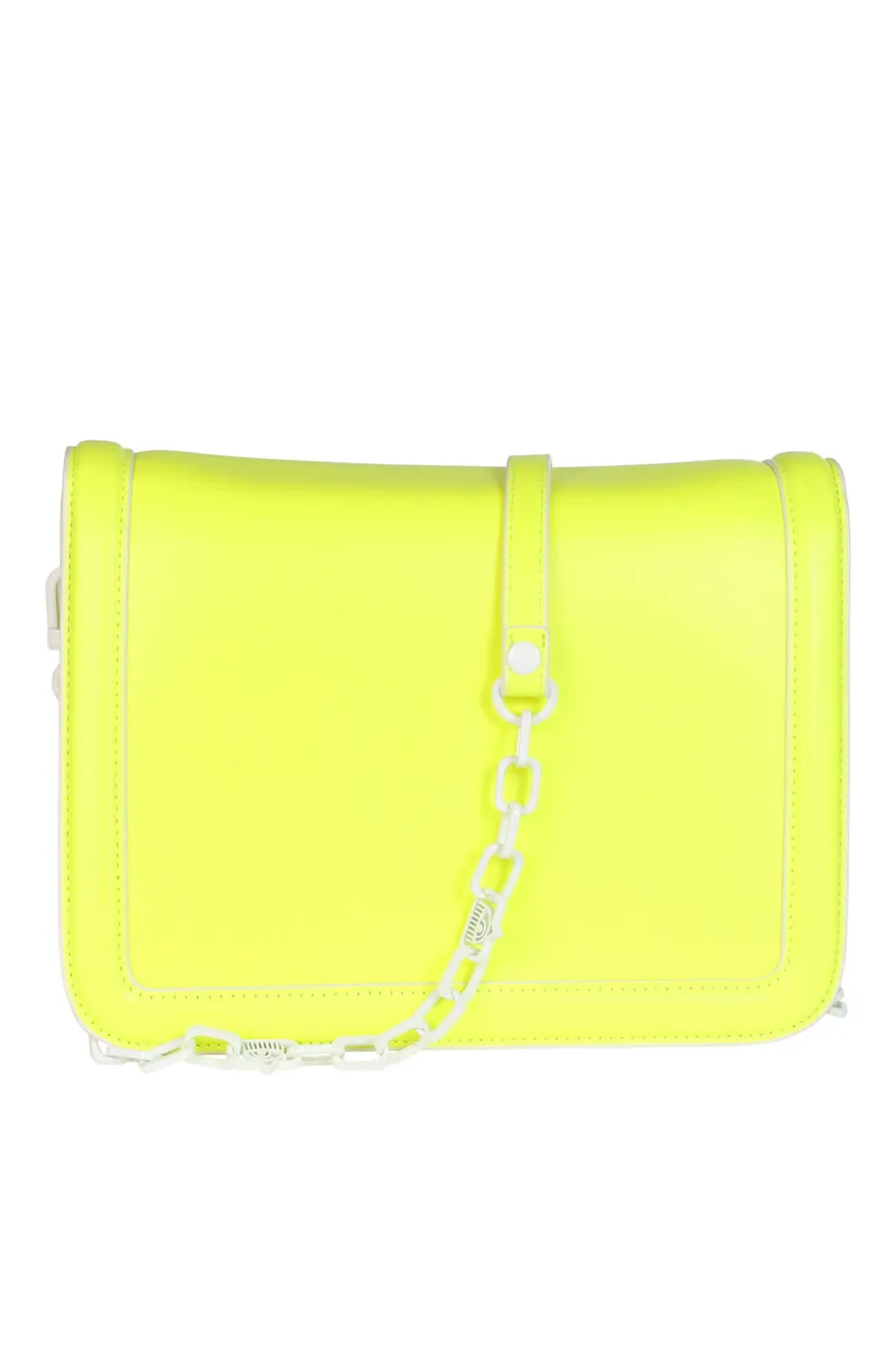 Bolso bandolera amarillo fluor con logo ojo en metal
