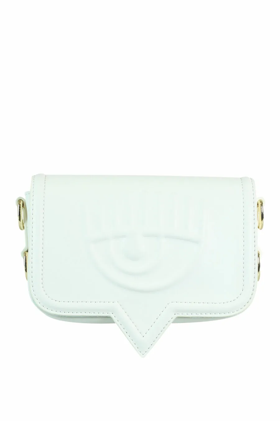 Bolso bandolera blanco con logo ojo monocromático