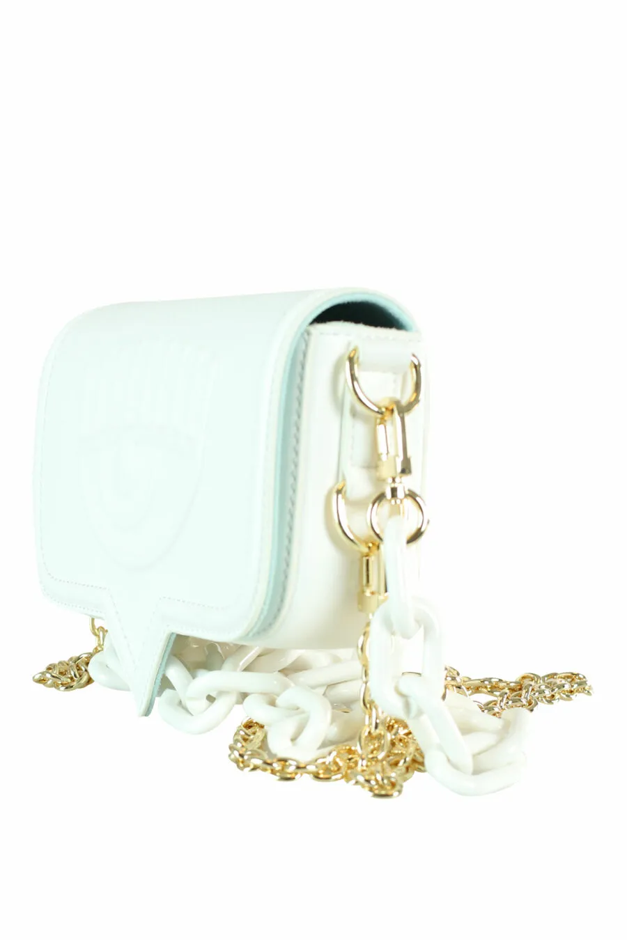 Bolso bandolera blanco con logo ojo monocromático