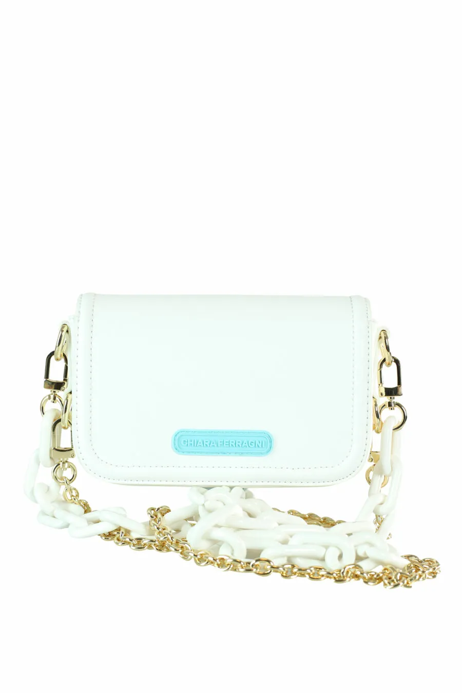 Bolso bandolera blanco con logo ojo monocromático