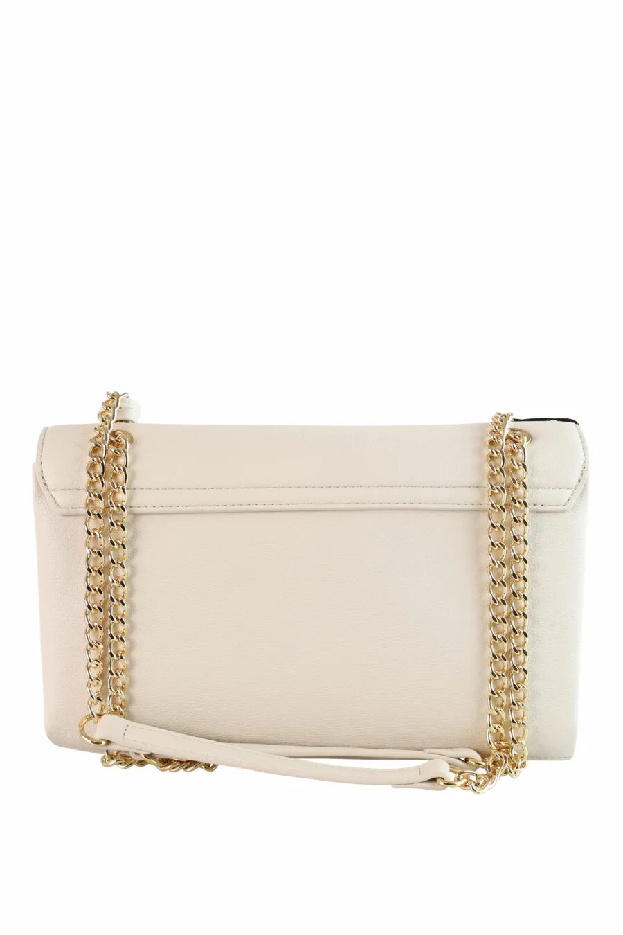 Bolso de hombro blanco con cadena y logo 