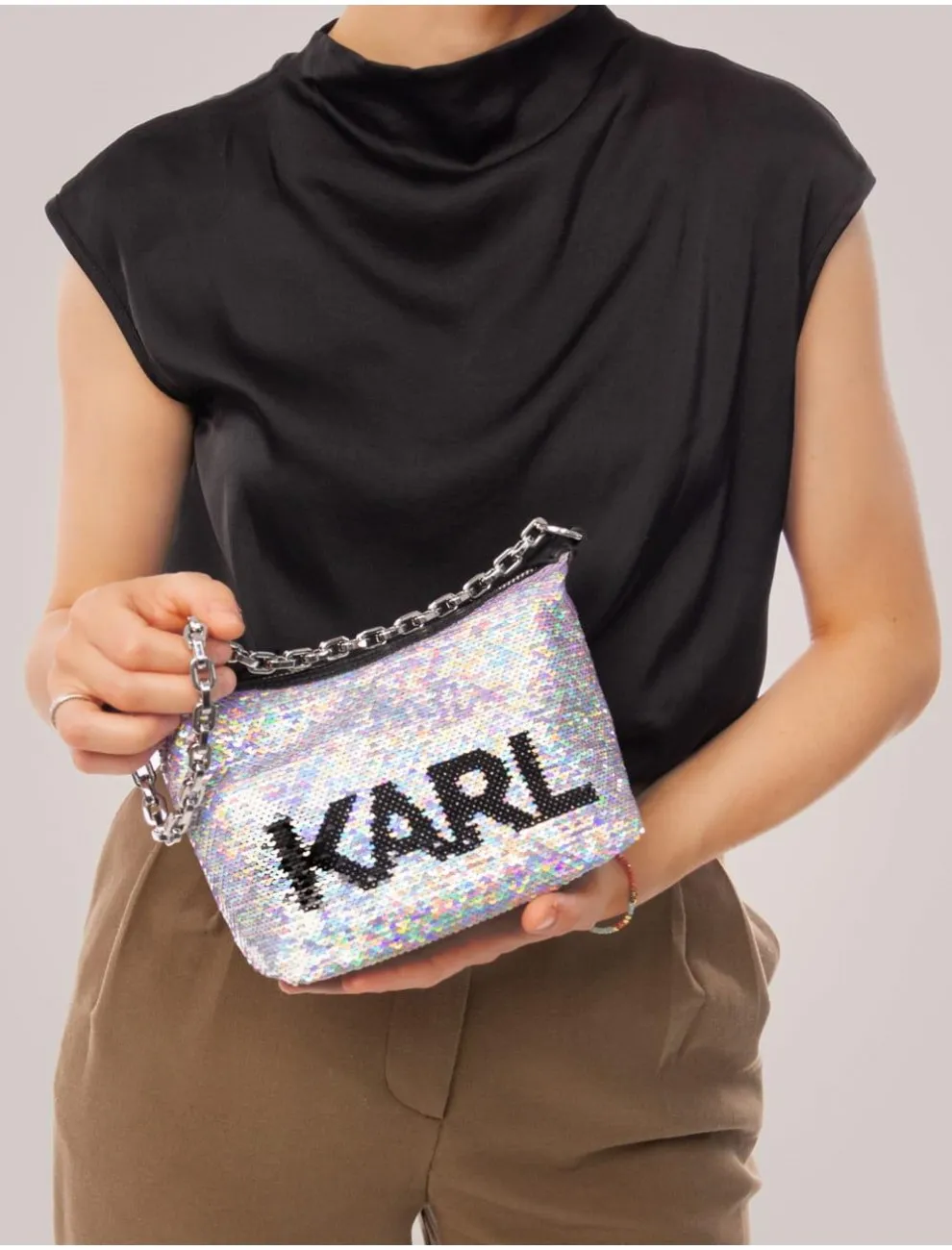 Bolso Karl Lagerfeld K/evening Mini Shb Sequins Plata