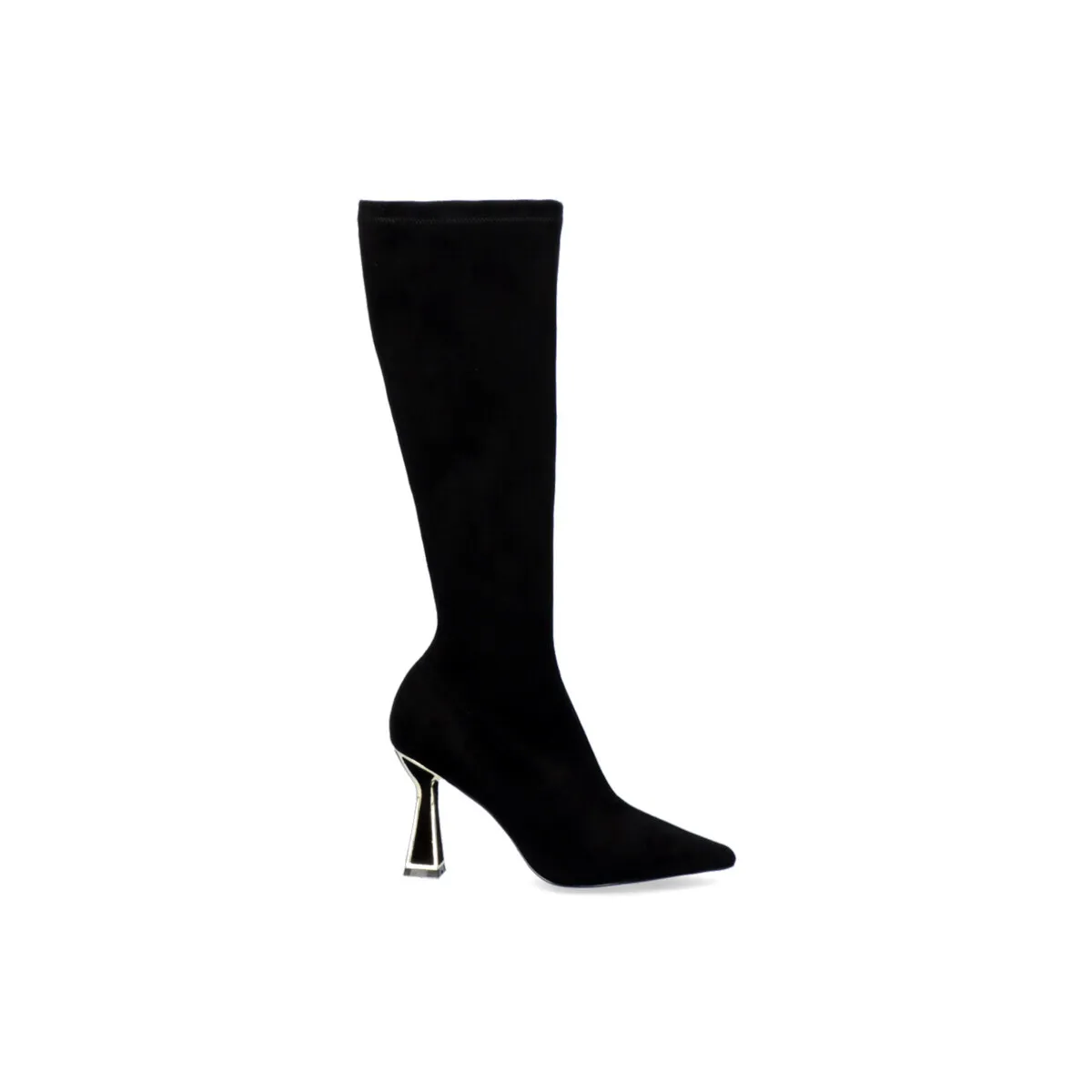 BOTA ALTA DE MICROFIBRA CON TACÓN BELINDA510 NEGRO