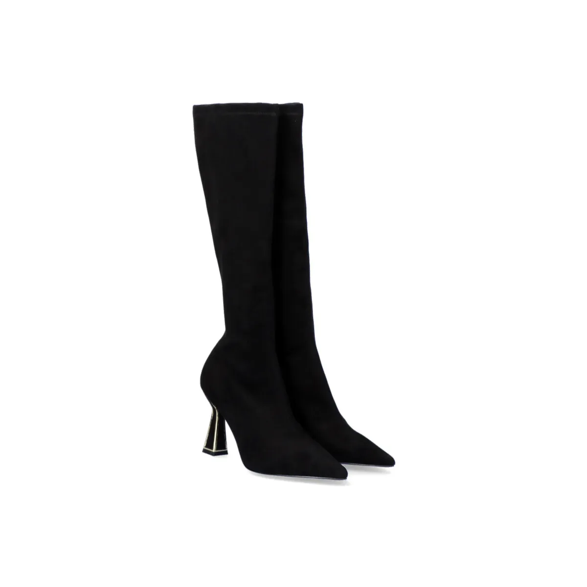 BOTA ALTA DE MICROFIBRA CON TACÓN BELINDA510 NEGRO