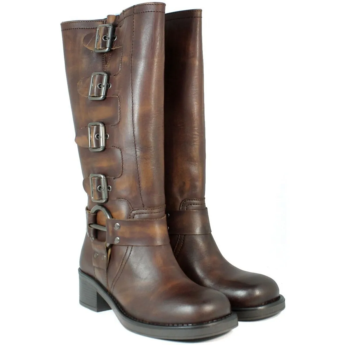 BOTAS DE PIEL CON HEBILLAS PARA MUJER VEXED SELENA MARRÓN
