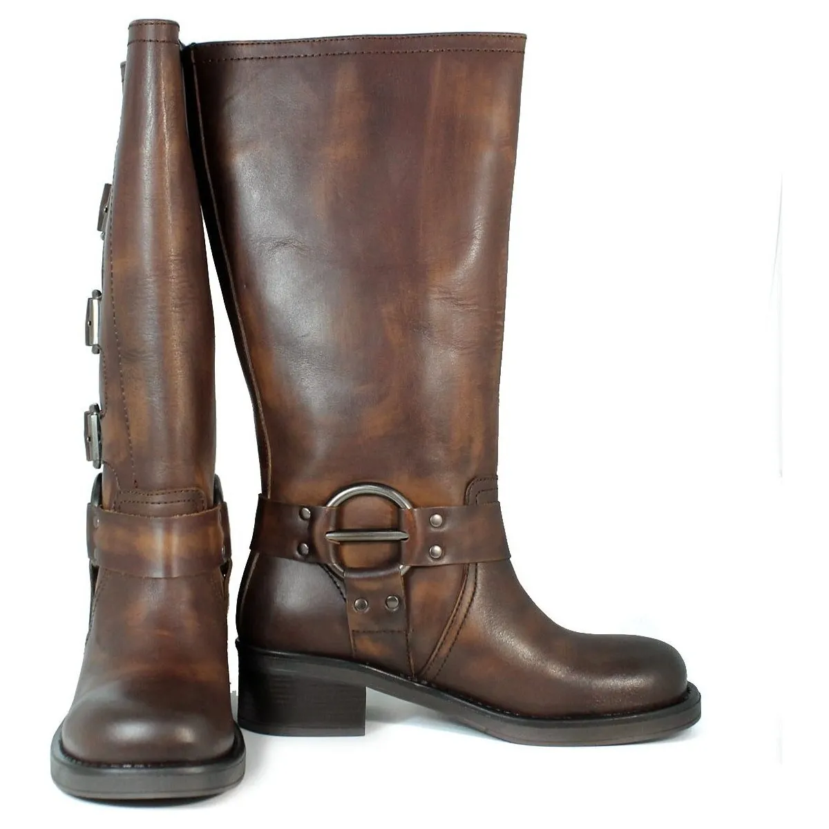 BOTAS DE PIEL CON HEBILLAS PARA MUJER VEXED SELENA MARRÓN