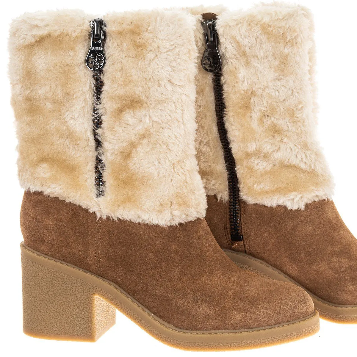 Botines Planos Acabado En Ante De Punta Redonda Flril4sue10 Mujer Guess
