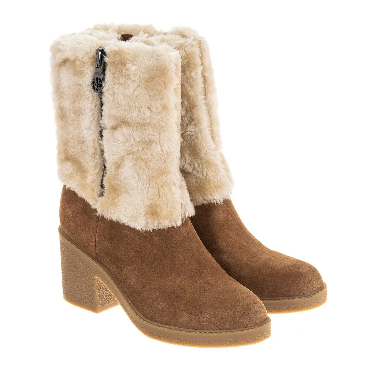 Botines Planos Acabado En Ante De Punta Redonda Flril4sue10 Mujer Guess