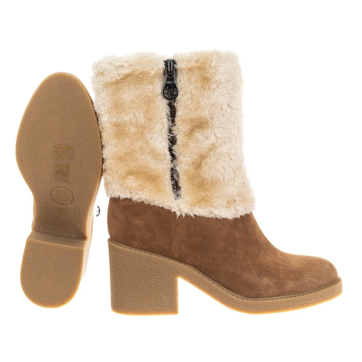 Botines Planos Acabado En Ante De Punta Redonda Flril4sue10 Mujer Guess
