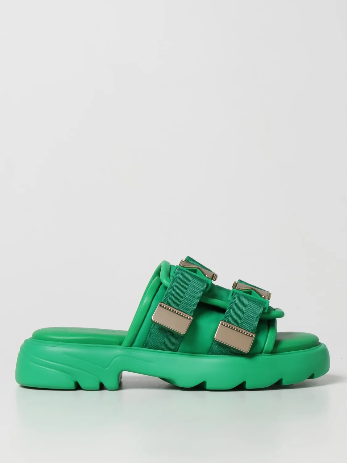 Bottega Veneta Flash Sandalia plana en caucho y lona