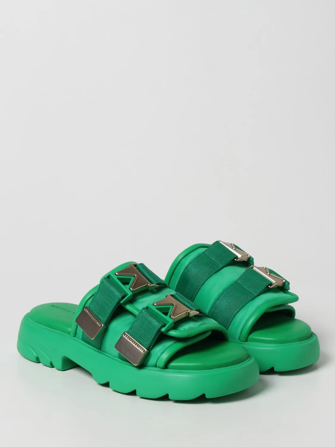 Bottega Veneta Flash Sandalia plana en caucho y lona